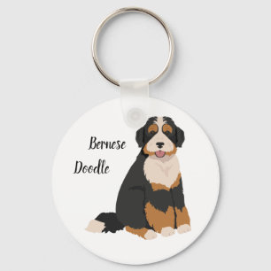 Bernese Poodle mix, Bernedoodle Christmas Ornament Key Ring