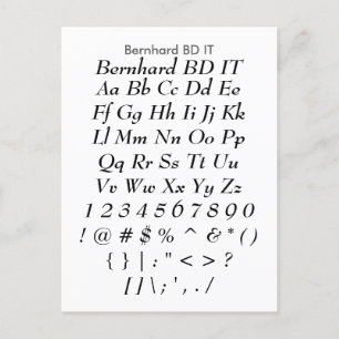 Bernhard BD IT - Zazzle Font Sampler Sheet Postcard