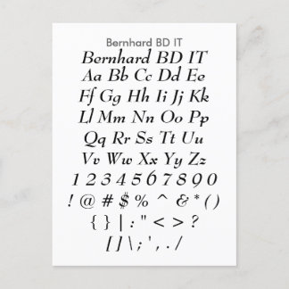 Bernhard BD IT - Zazzle Font Sampler Sheet Postcard