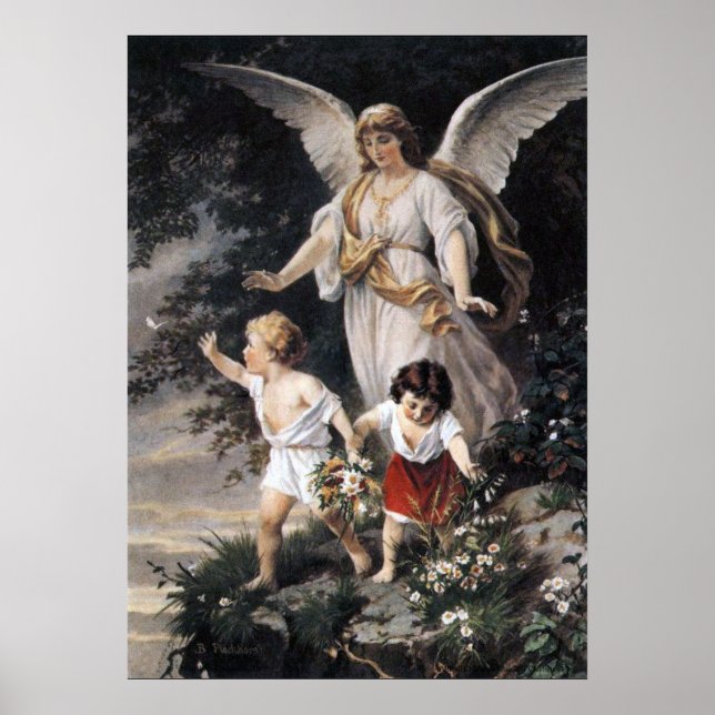 Bernhard Plockhorst - The Guardian Angel Print   (Front)