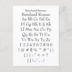 Bernhard Roman - Zazzle Font Sampler Sheet Postcard