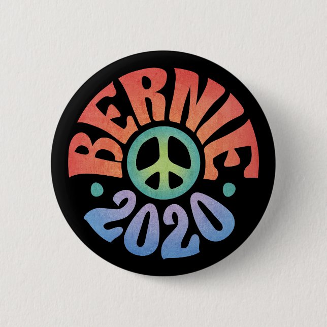 Bernie 2020 Peace Hippie 6 Cm Round Badge (Front)