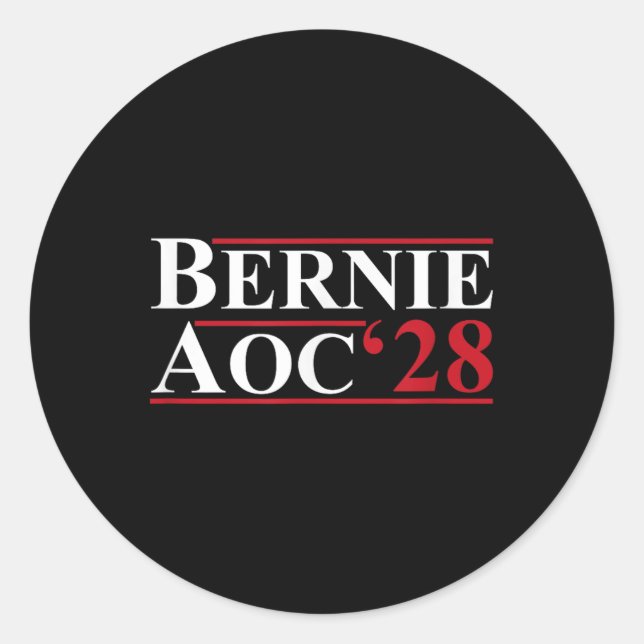 Bernie Aoc 2028 Bernie Sanders Alexandria Cortez P Classic Round Sticker (Front)