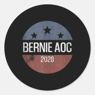 Bernie Aoc 2028 Bernie Sanders Alexandria Cortez P Classic Round Sticker