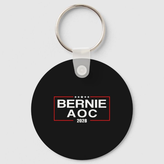 Bernie Aoc 2028 Bernie Sanders Alexandria Cortez P Key Ring (Front)