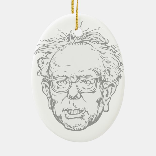 Bernie Caricature Ceramic Ornament (Back)