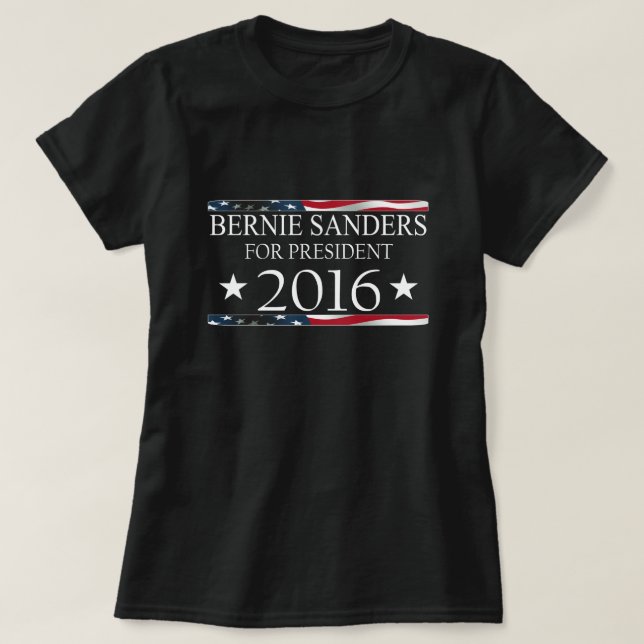 Bernie Sanders 2016 American Flag T-Shirt (Design Front)