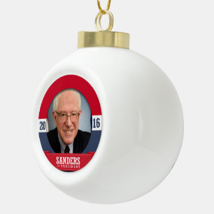 BERNIE SANDERS 2016 CERAMIC BALL CHRISTMAS ORNAMENT
