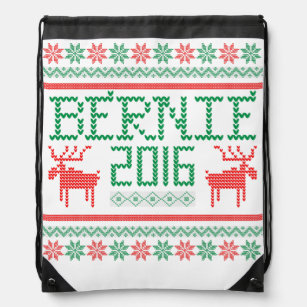 Bernie Sanders 2016 President Ugly Holiday Sweater Drawstring Bag