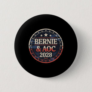 Bernie Sanders And Aoc 2028 For President Campaign 6 Cm Round Badge