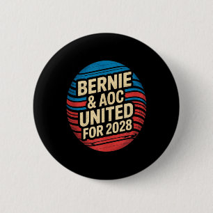 Bernie Sanders And Aoc 2028 For President Campaign 6 Cm Round Badge