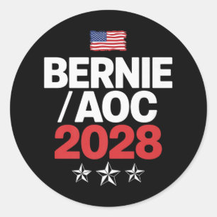 Bernie Sanders And Aoc 2028 For President Campaign Classic Round Sticker