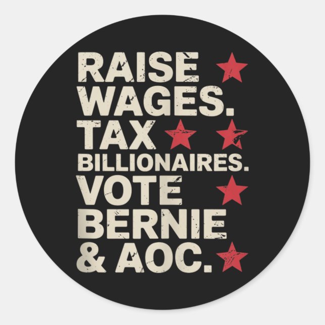 Bernie Sanders And Aoc 2028 For President Campaign Classic Round Sticker (Front)
