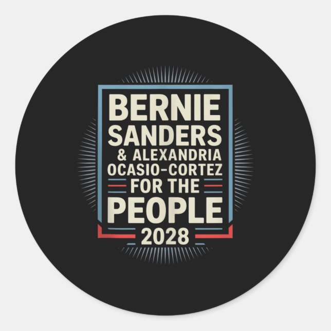 Bernie Sanders And Aoc 2028 For President Campaign Classic Round Sticker (Front)