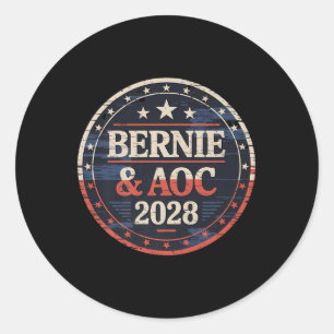 Bernie Sanders And Aoc 2028 For President Campaign Classic Round Sticker