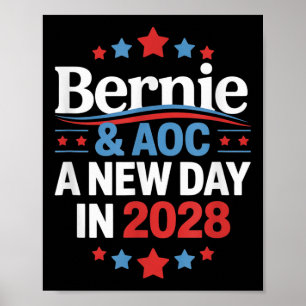 Bernie Sanders And Aoc 2028 For President Campaign Poster