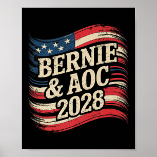 Bernie Sanders And Aoc 2028 For President Campaign Poster