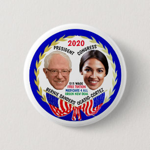 Bernie Sanders / AOC 2020 6 Cm Round Badge