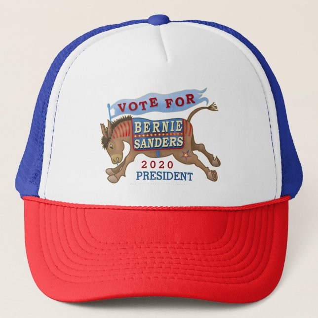 Bernie Sanders for President 2020 Democrat Donkey Trucker Hat (Front)