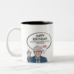 Bernie Sanders Greeting - Happy Birthday -.png Two-Tone Coffee Mug