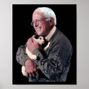 Bernie Sanders Hugging Cat Shirt Cute Animal Lover Poster