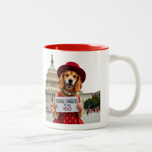 Bernie Sanders Is MY hero Cute Dog Two-Tone Coffee Mug