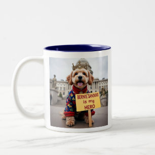 Bernie Sanders Is MY hero Fox Terrier protester Two-Tone Coffee Mug