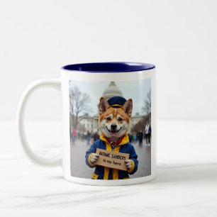 Bernie Sanders Is MY hero Shiba Inu protester Two-Tone Coffee Mug