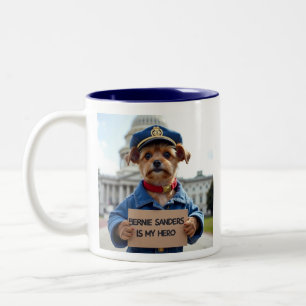Bernie Sanders Is MY hero Shih Tzu protester Two-Tone Coffee Mug
