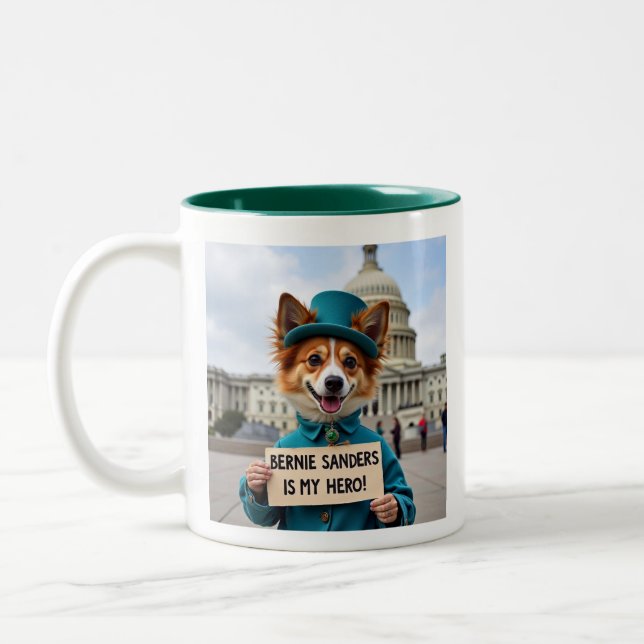 Bernie Sanders Is My Hero  Two-Tone Coffee Mug (Left)