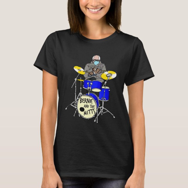 Bernie Sanders Mittens Drumming  Drum Inauguration T-Shirt (Front)
