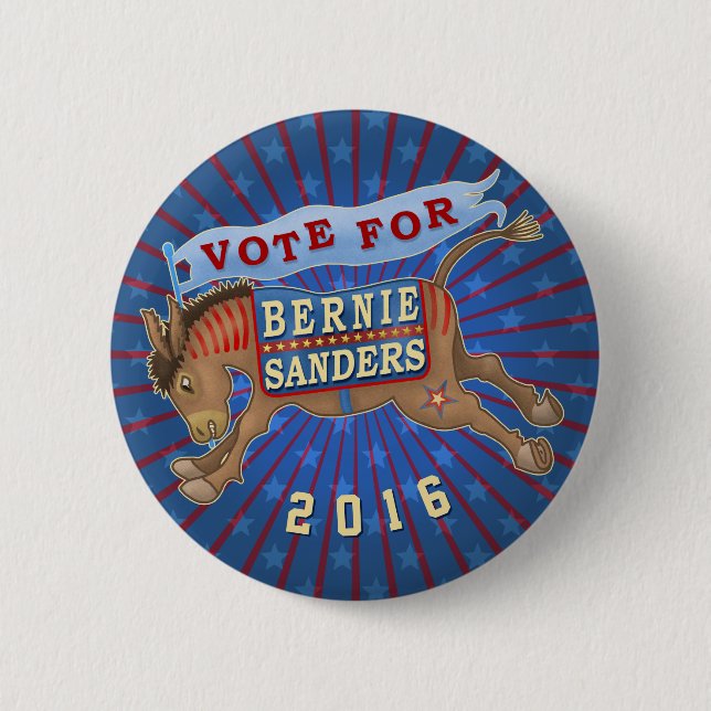 Bernie Sanders President 2016 Democrat Donkey 2 6 Cm Round Badge (Front)