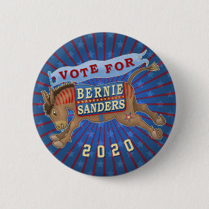 Bernie Sanders President 2020 Democrat Donkey v2 6 Cm Round Badge