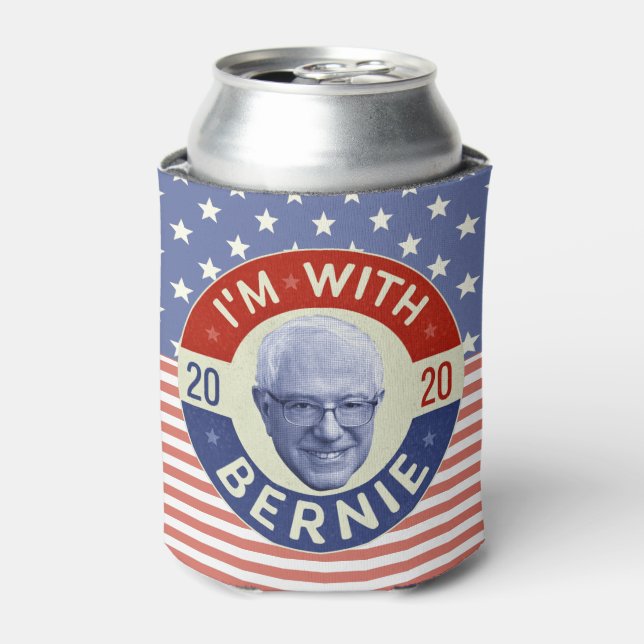 Bernie Sanders President 2020 Democrat Photo Retro Can Cooler (Can Front)