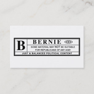 Bernie Sanders Warning Label Business Card