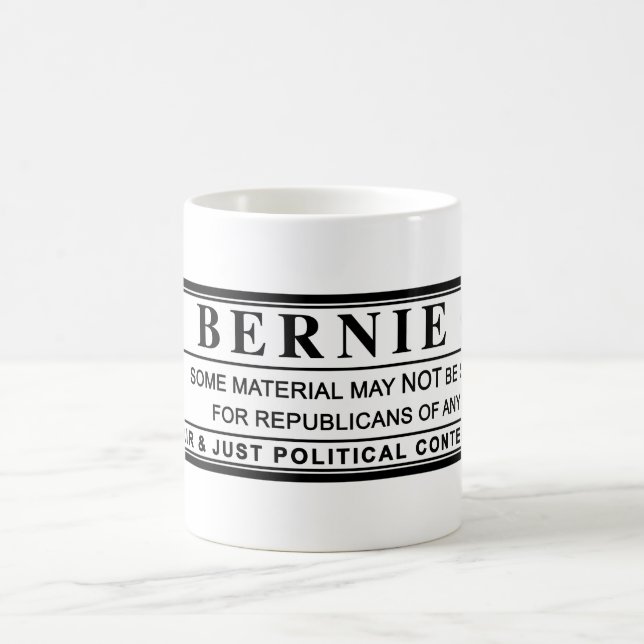 Bernie Sanders Warning Label Coffee Mug (Center)