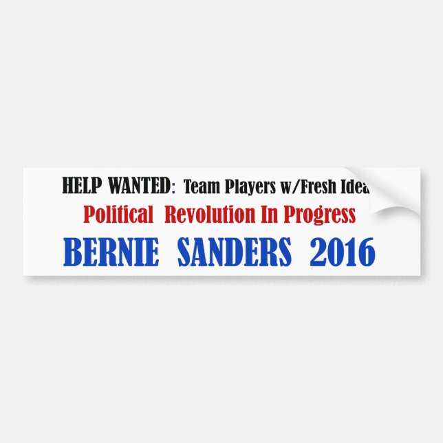 BernieSanders: Political Revolution on white Bumper Sticker (Front)