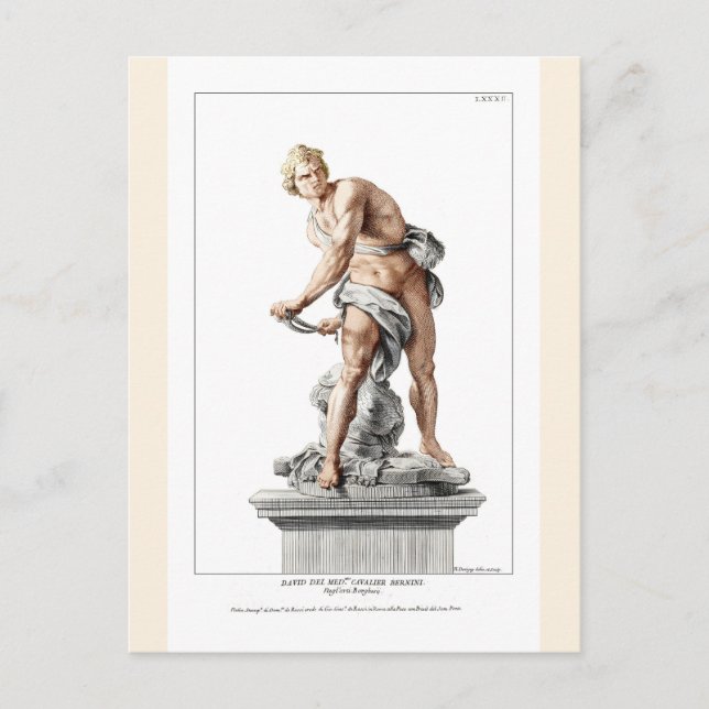 Bernini's David in an engraving by Nicolas Dorigny Postcard (Front)
