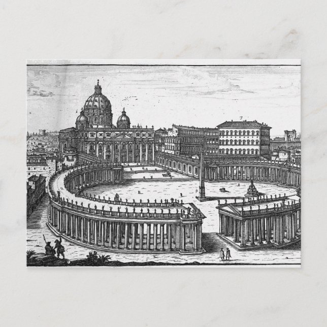 Bernini's original plan for St. Peter's Square Postcard (Front)