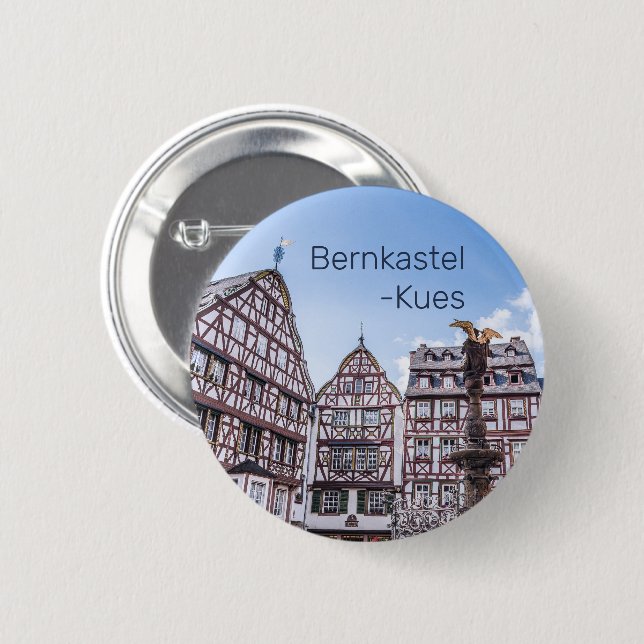 Bernkastel-Kues Historic Facades Germany Souvenir 6 Cm Round Badge (Front & Back)