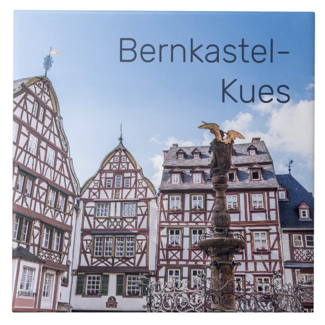 Bernkastel-Kues Historic Facades Germany Souvenir Ceramic Tile (Front)