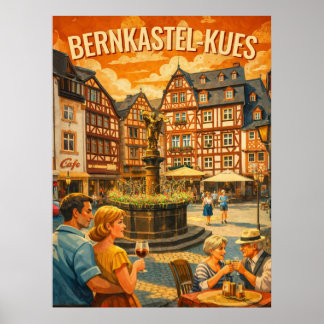 Bernkastel-Kues Vintage Travel Art Poster