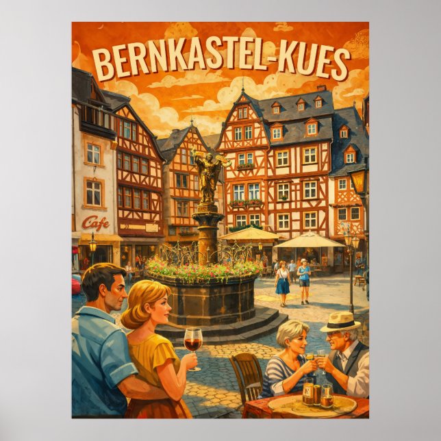 Bernkastel-Kues Vintage Travel Art  Poster (Front)