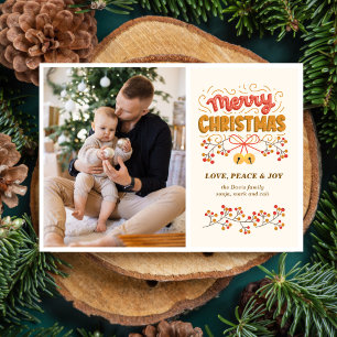 Berries and Bells Christmas Photo Holiday Card