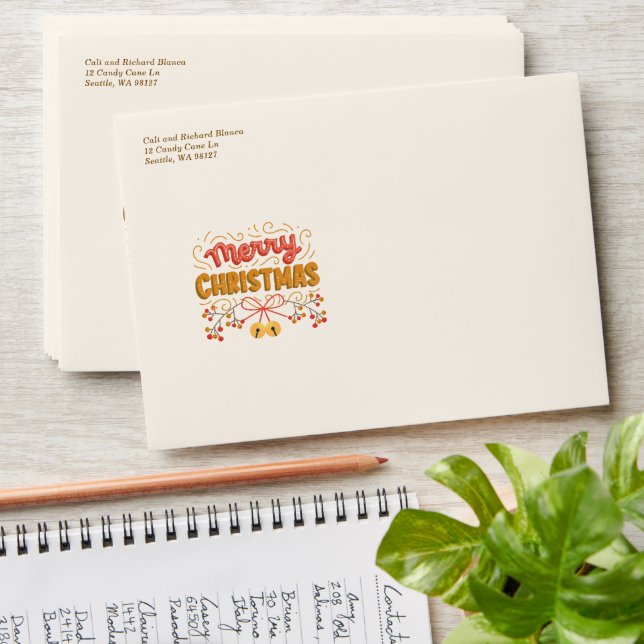 Berries and Bells Holiday Premium Envelope (Stacked)