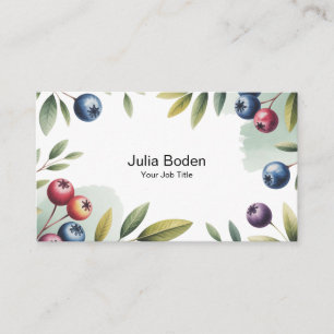 Berries and Branches Watercolor Surround Business Card
