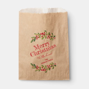 Berries and Greenery Christmas Holiday Favour Bag