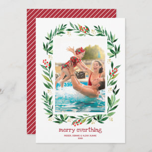 Berries and Greens Merry Christmas Photo Holiday Card