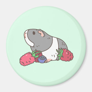 Berries and Guinea pig in mint green Magnet