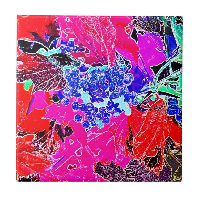 BERRIES AND LEAVES CERAMIC TILE (Front)